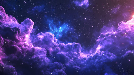 Fototapeta premium Celestial Symphony: A breathtaking display of celestial clouds and nebulas swirling in the vast expanse of space, illuminated by the radiant glow of distant stars and galaxies.