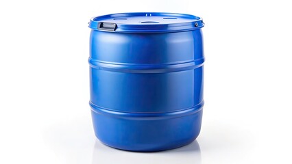 Low Light Warehouse Solvent Storage: Plastic Drums & Safety - Industrial Photography
