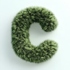 Fototapeta premium Fluffy Green Letter C: Nature-Inspired 3D Decorative Typography