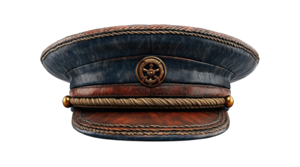 Captain's hat with nautical elements on a white background