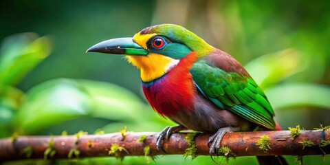 Obraz premium Captivating Portrait of a Bird with a Yellow Beak in a Natural Setting - Wildlife Photography, Nature, Colorful Birds, Avian Close-Up, Birdwatching, Feather Details, and More