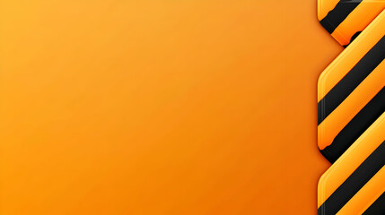 Abstract Orange Background With Black and Yellow Warning Stripes