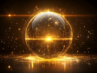 Golden Sphere, Abstract, Futuristic