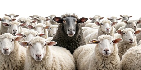 Obraz premium Double Exposure Black Sheep White Sheep Flock Photography Surreal Art
