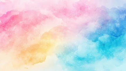 Pastel rainbow watercolor cloudscape, dreamy background, design
