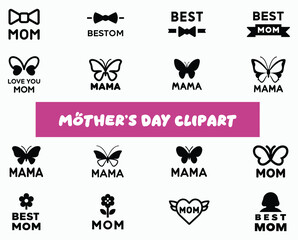Fototapeta premium Mother's Day icon Clipart set on white background