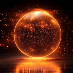Fiery Sphere Above Water