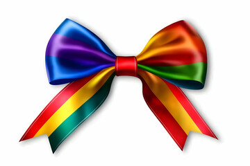 Colorful Rainbow Ribbon Bow Isolated on White Background Illustration