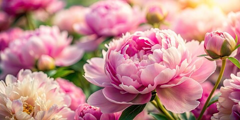Fototapeta premium Close-Up Peony Bloom Tilt-Shift Photography: Floral Background, Petals, Macro