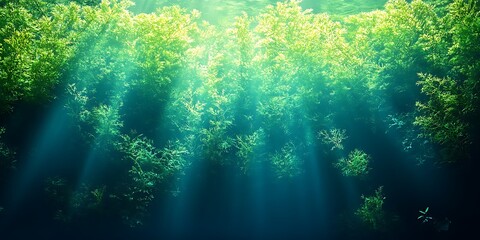 Obraz premium Underwater Plants Sunlight Forest