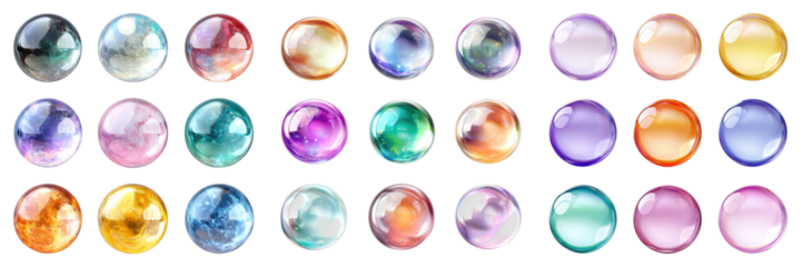 Realistic transparent colorful isolated on transparent background. PNG, Set of