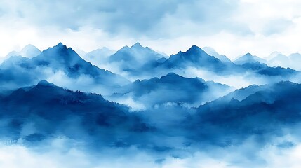 Obraz premium Misty Mountain Range Landscape (1)