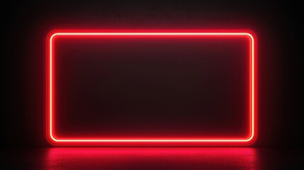 Fototapeta premium Red neon glowing frame isolated on black background. Perfect for design, technology, or futuristic themes.