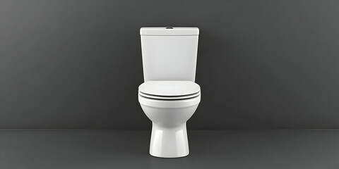 Isolated White Toilet on Gray Background A 3D Rendered Illustration