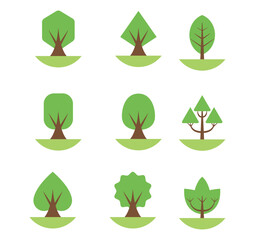 Obraz premium Set of tree vector icons on a white background