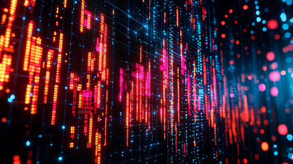 Obraz premium Abstract Digital Network: Futuristic Data Flow Visualization