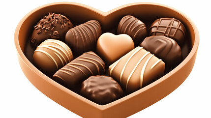 Obraz premium Photo Of Chocolate Candies In Heart Shaped Box On White Background
