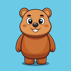 Fototapeta premium Cute Brown Bear Standing Cartoon Art Illustration Vector Design