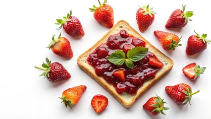 Delicious Strawberry Jam Toast: Photo of Homemade Strawberry Bread with Fresh Berries