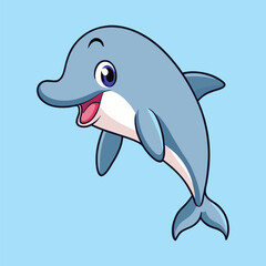 Obraz premium Happy Dolphin Cartoon Art Illustration Vector Design