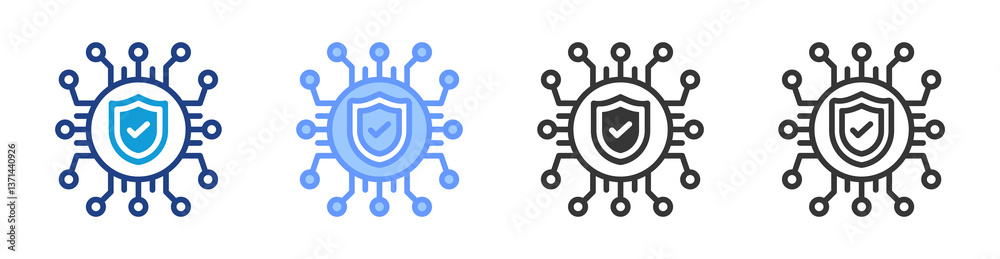 Poster cyber defense icon set multiple style collection