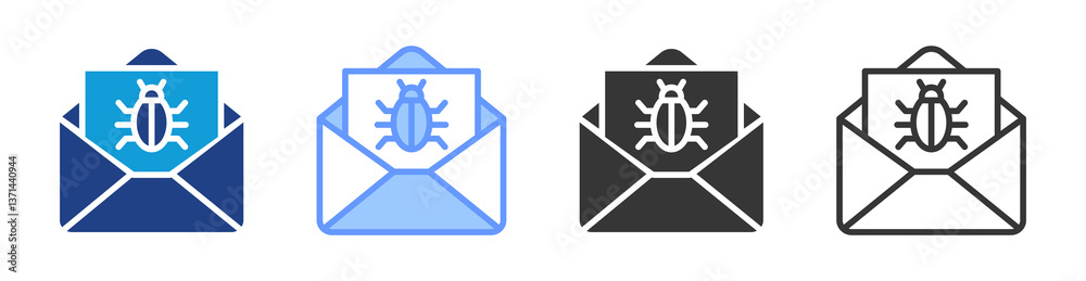 Poster Spam Email icon set multiple style collection