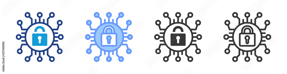 Poster cyber hygiene icon set multiple style collection
