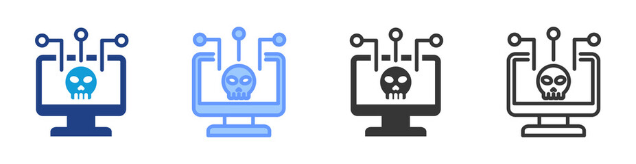 Cybercrime icon set multiple style collection