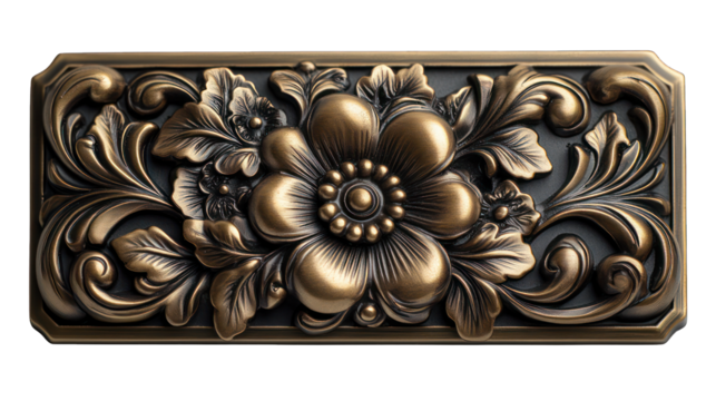 Bronze light switch featuring an ornate vintage style on a white background