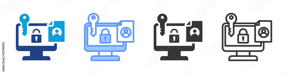 Poster Authentication icon set multiple style collection