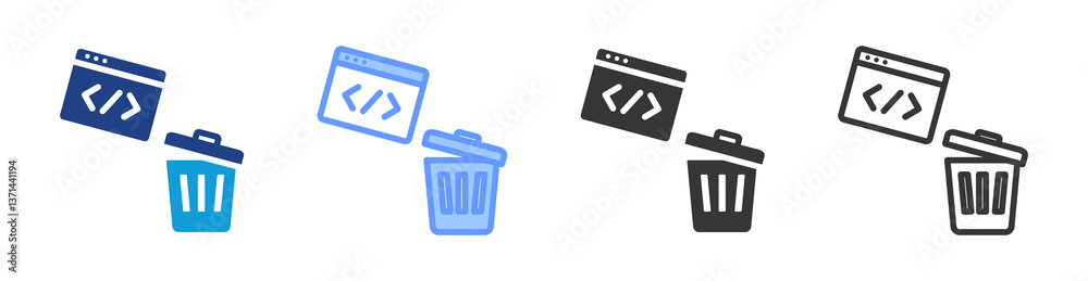 Poster Garbage Code icon set multiple style collection