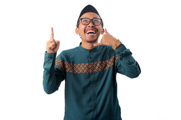 Asian Muslim man making a 