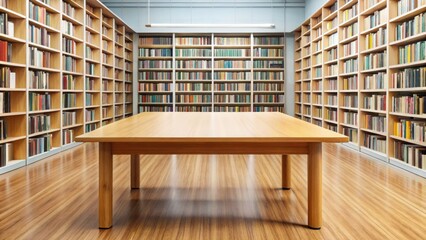 Drone View Empty Library Table - High Angle Shot,  Solitary Desk,  Academic Setting,  Quiet Study Space,  Overhead Perspective