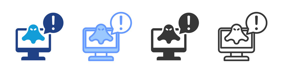 Scareware icon set multiple style collection