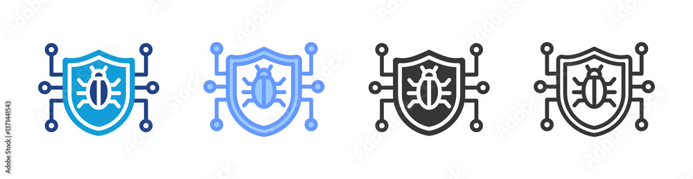 Poster antivirus icon set multiple style collection