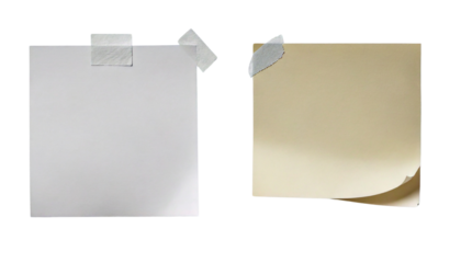 Paper message note reminder blank background office business white empty page label adhesive on transparent white background.