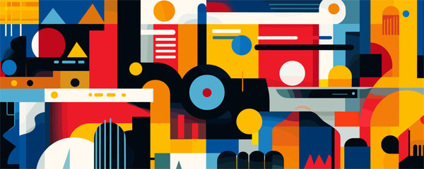 Abstract geometric shapes and patterns in modern art design - vector