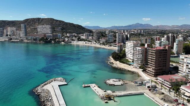 Summer card, turquoise sea and beach in Spain,Alicaante