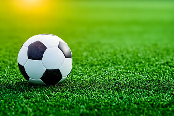 Fototapeta premium Photo Of Soccer Ball On Green Grass Field Under Sunlight