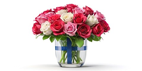 Obraz premium Finland Flag 3D Roses Bouquet - High Depth of Field Image
