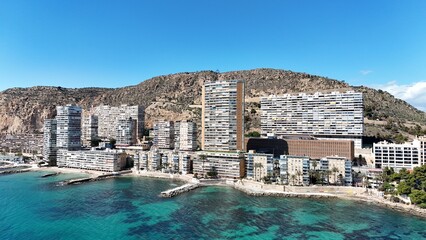 Summer card, turquoise sea and beach in Spain,Alicaante