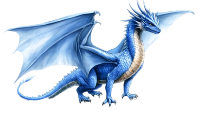 Blue dragon illustration , clipping path  -  