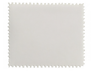Blank postage stamp with empty paper design space on transparent background 
