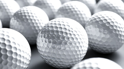 Close-up view of golf balls: A pristine collection ready for the course