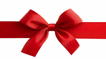 Realistic Photo of a Red Ribbon Bow Isolated on a White Background
