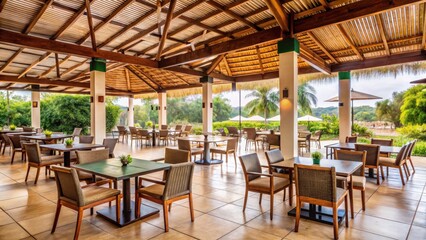 Zambia Resort Hotel Outdoor Restaurant, Bokeh Photography, African Safari Dining, Luxurious Dinner, Scenic Views, Romantic Ambiance