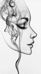 Fototapeta premium Smoke woman profile art, elegant silhouette, abstract design, for fashion, art print