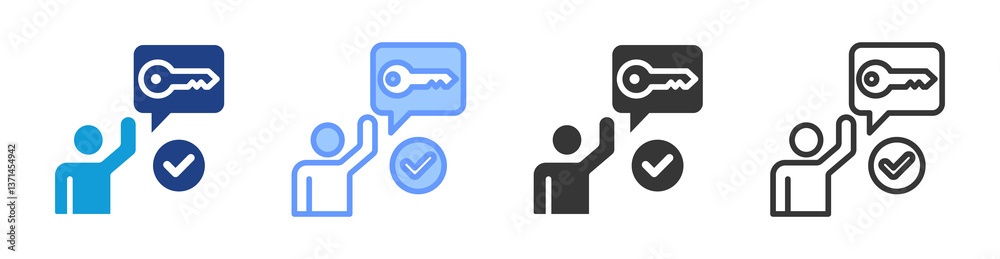 Aufkleber user authentication icon set multiple style collection