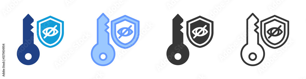 Poster Private Key icon set multiple style collection