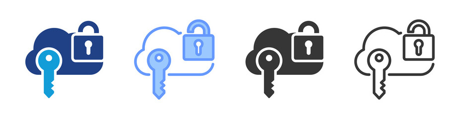 Single Sign-On icon set multiple style collection